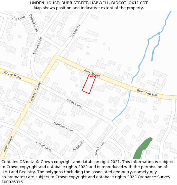 LINDEN HOUSE, BURR STREET, HARWELL, DIDCOT, OX11 0DT: Location map and indicative extent of plot