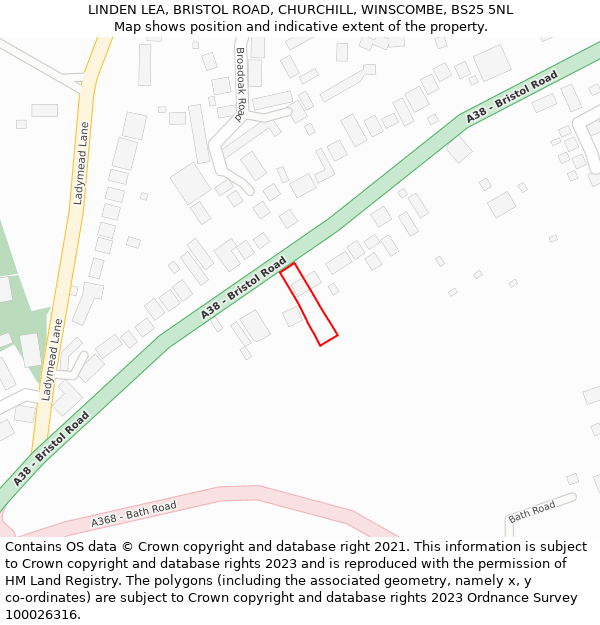 LINDEN LEA, BRISTOL ROAD, CHURCHILL, WINSCOMBE, BS25 5NL: Location map and indicative extent of plot