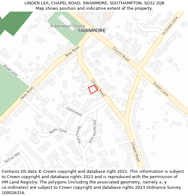 LINDEN LEA, CHAPEL ROAD, SWANMORE, SOUTHAMPTON, SO32 2QB: Location map and indicative extent of plot