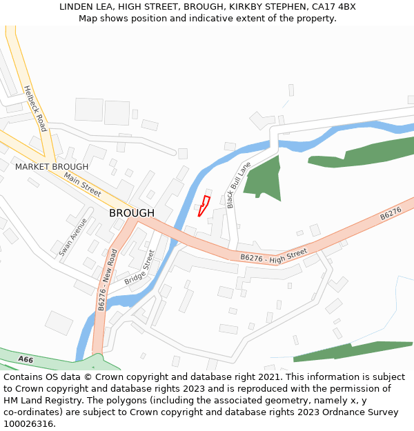 LINDEN LEA, HIGH STREET, BROUGH, KIRKBY STEPHEN, CA17 4BX: Location map and indicative extent of plot