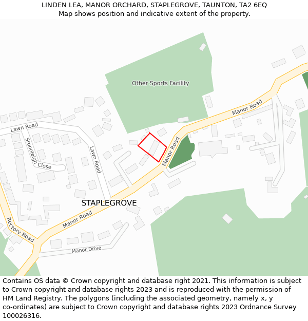 LINDEN LEA, MANOR ORCHARD, STAPLEGROVE, TAUNTON, TA2 6EQ: Location map and indicative extent of plot