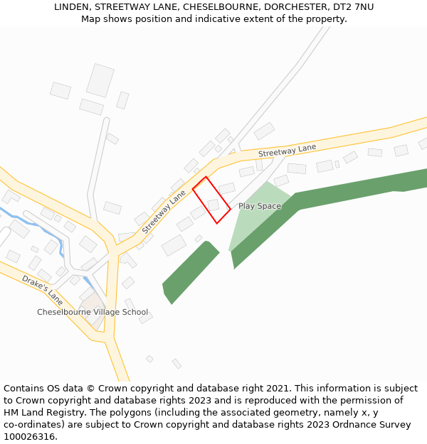LINDEN, STREETWAY LANE, CHESELBOURNE, DORCHESTER, DT2 7NU: Location map and indicative extent of plot