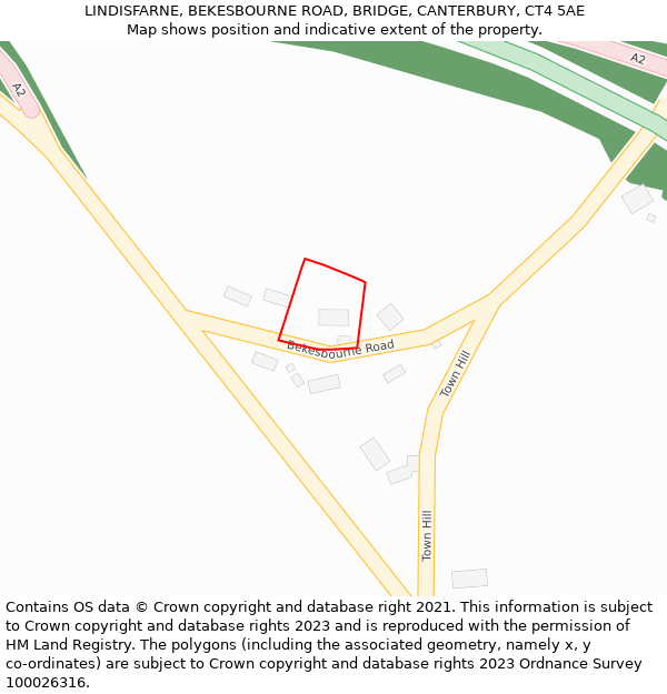 LINDISFARNE, BEKESBOURNE ROAD, BRIDGE, CANTERBURY, CT4 5AE: Location map and indicative extent of plot