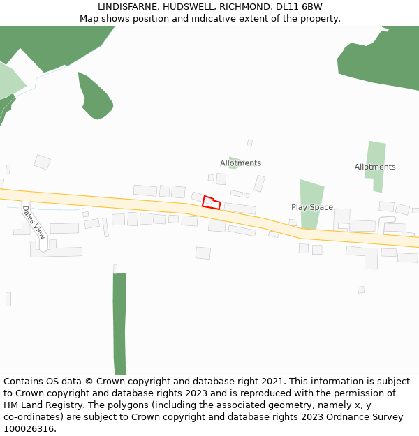 LINDISFARNE, HUDSWELL, RICHMOND, DL11 6BW: Location map and indicative extent of plot