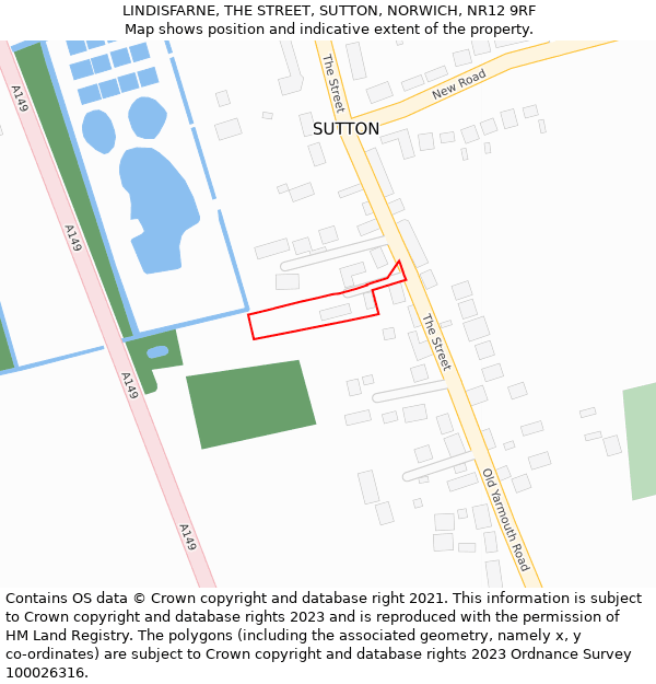 LINDISFARNE, THE STREET, SUTTON, NORWICH, NR12 9RF: Location map and indicative extent of plot