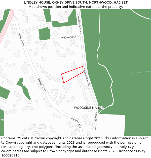 LINDLEY HOUSE, OXHEY DRIVE SOUTH, NORTHWOOD, HA6 3ET: Location map and indicative extent of plot