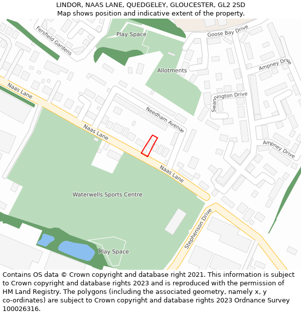 LINDOR, NAAS LANE, QUEDGELEY, GLOUCESTER, GL2 2SD: Location map and indicative extent of plot