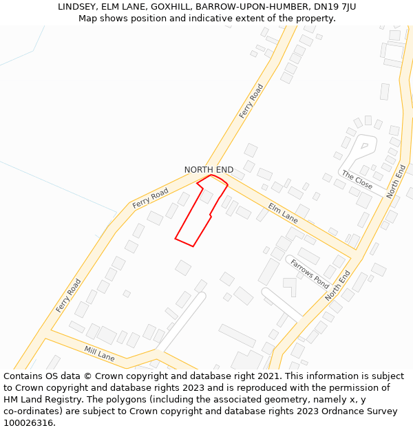 LINDSEY, ELM LANE, GOXHILL, BARROW-UPON-HUMBER, DN19 7JU: Location map and indicative extent of plot