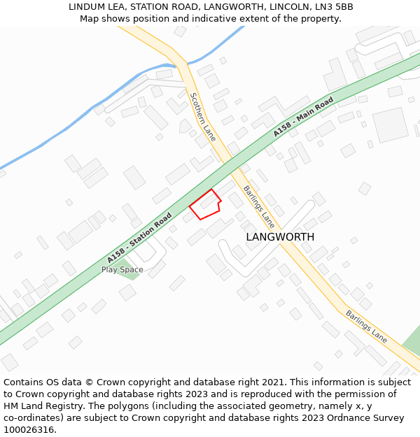 LINDUM LEA, STATION ROAD, LANGWORTH, LINCOLN, LN3 5BB: Location map and indicative extent of plot