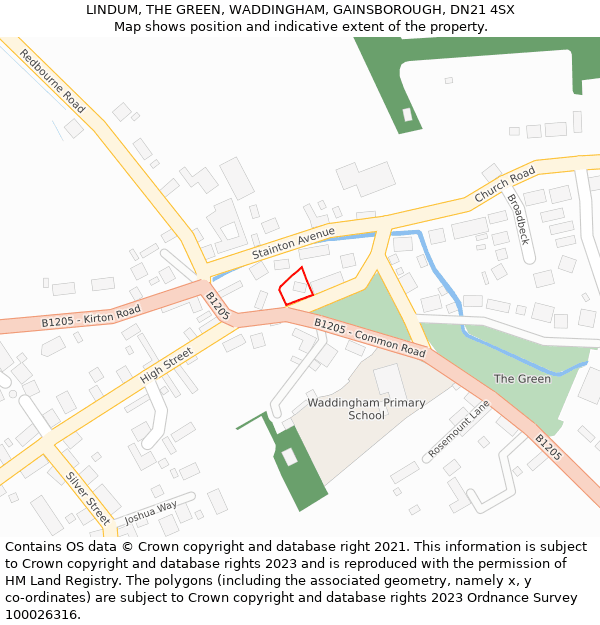 LINDUM, THE GREEN, WADDINGHAM, GAINSBOROUGH, DN21 4SX: Location map and indicative extent of plot