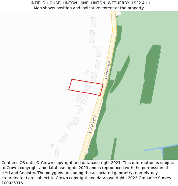 LINFIELD HOUSE, LINTON LANE, LINTON, WETHERBY, LS22 4HH: Location map and indicative extent of plot