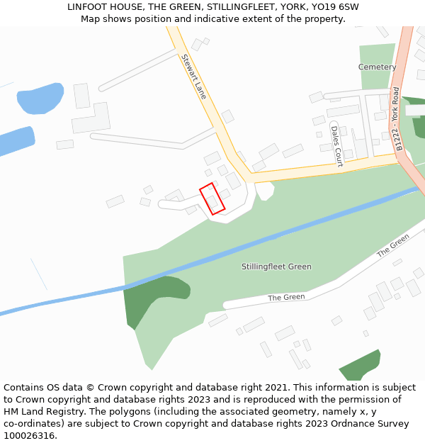 LINFOOT HOUSE, THE GREEN, STILLINGFLEET, YORK, YO19 6SW: Location map and indicative extent of plot