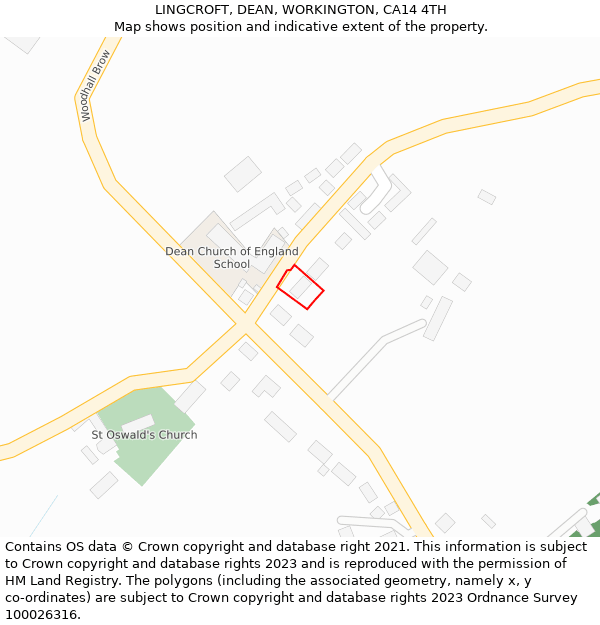 LINGCROFT, DEAN, WORKINGTON, CA14 4TH: Location map and indicative extent of plot
