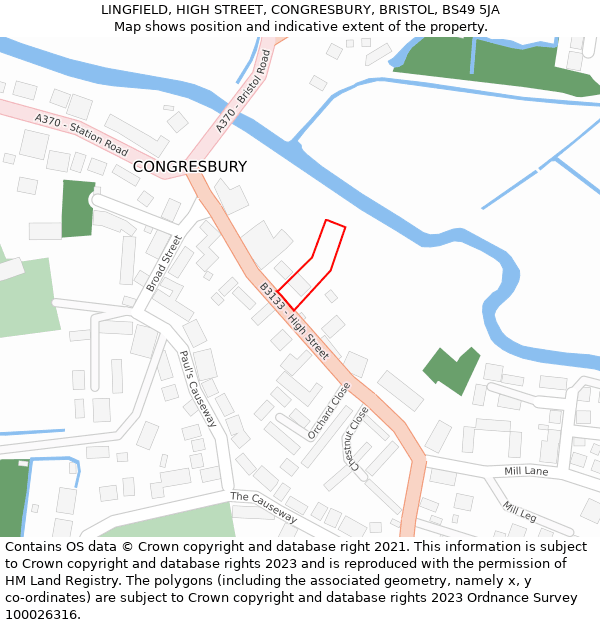 LINGFIELD, HIGH STREET, CONGRESBURY, BRISTOL, BS49 5JA: Location map and indicative extent of plot