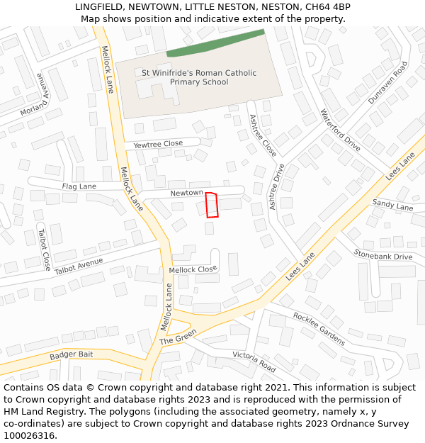 LINGFIELD, NEWTOWN, LITTLE NESTON, NESTON, CH64 4BP: Location map and indicative extent of plot