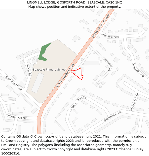 LINGMELL LODGE, GOSFORTH ROAD, SEASCALE, CA20 1HQ: Location map and indicative extent of plot