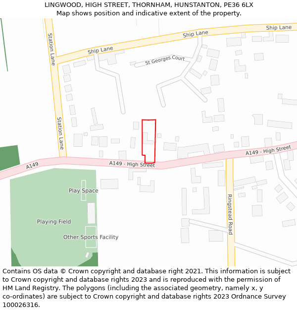 LINGWOOD, HIGH STREET, THORNHAM, HUNSTANTON, PE36 6LX: Location map and indicative extent of plot