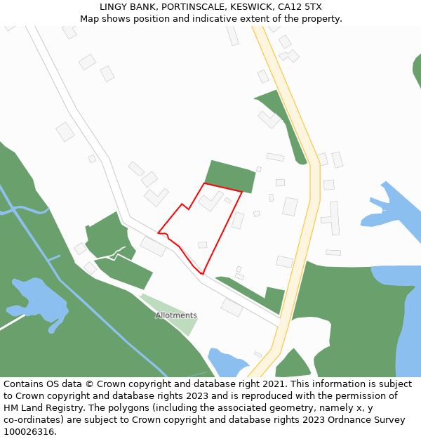 LINGY BANK, PORTINSCALE, KESWICK, CA12 5TX: Location map and indicative extent of plot