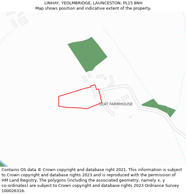 LINHAY, YEOLMBRIDGE, LAUNCESTON, PL15 8NH: Location map and indicative extent of plot