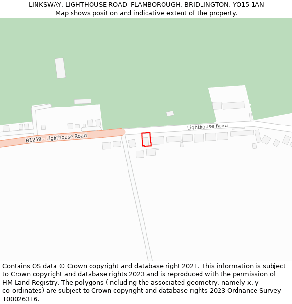 LINKSWAY, LIGHTHOUSE ROAD, FLAMBOROUGH, BRIDLINGTON, YO15 1AN: Location map and indicative extent of plot