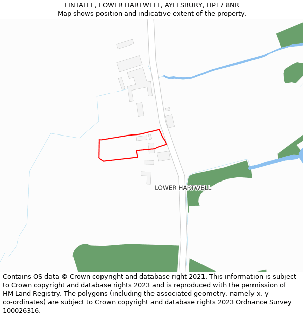 LINTALEE, LOWER HARTWELL, AYLESBURY, HP17 8NR: Location map and indicative extent of plot