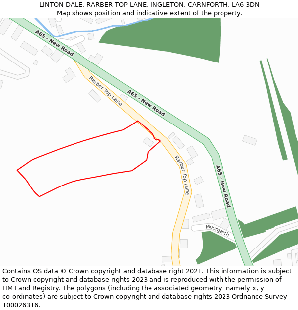 LINTON DALE, RARBER TOP LANE, INGLETON, CARNFORTH, LA6 3DN: Location map and indicative extent of plot