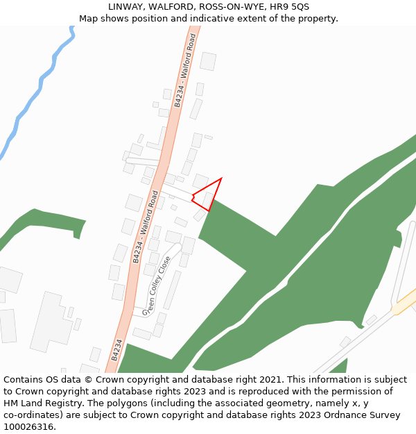 LINWAY, WALFORD, ROSS-ON-WYE, HR9 5QS: Location map and indicative extent of plot