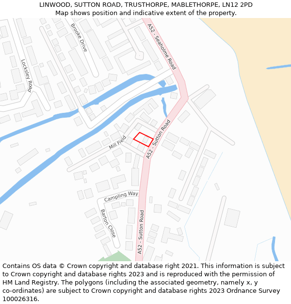 LINWOOD, SUTTON ROAD, TRUSTHORPE, MABLETHORPE, LN12 2PD: Location map and indicative extent of plot