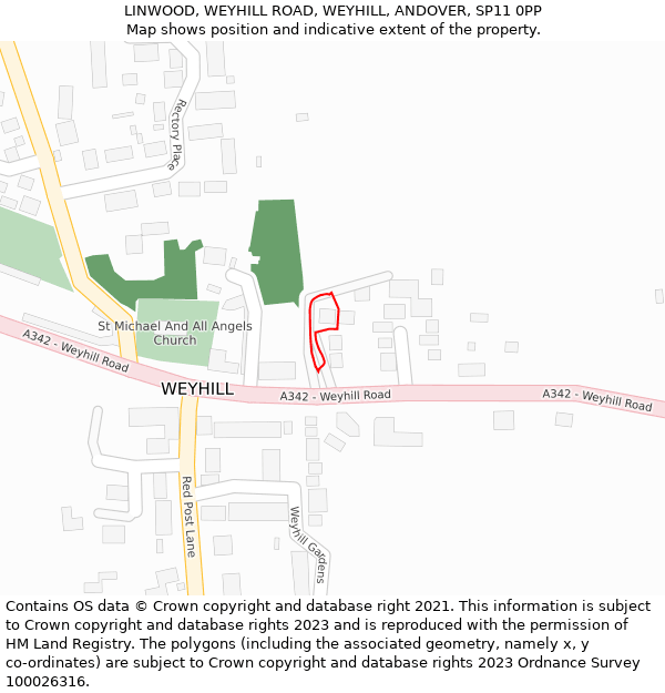 LINWOOD, WEYHILL ROAD, WEYHILL, ANDOVER, SP11 0PP: Location map and indicative extent of plot