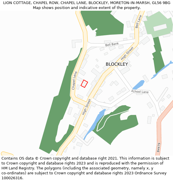 LION COTTAGE, CHAPEL ROW, CHAPEL LANE, BLOCKLEY, MORETON-IN-MARSH, GL56 9BG: Location map and indicative extent of plot