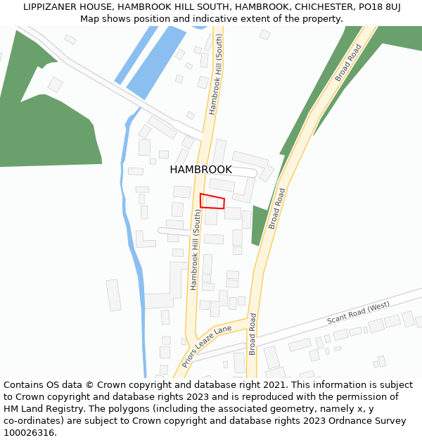 LIPPIZANER HOUSE, HAMBROOK HILL SOUTH, HAMBROOK, CHICHESTER, PO18 8UJ: Location map and indicative extent of plot