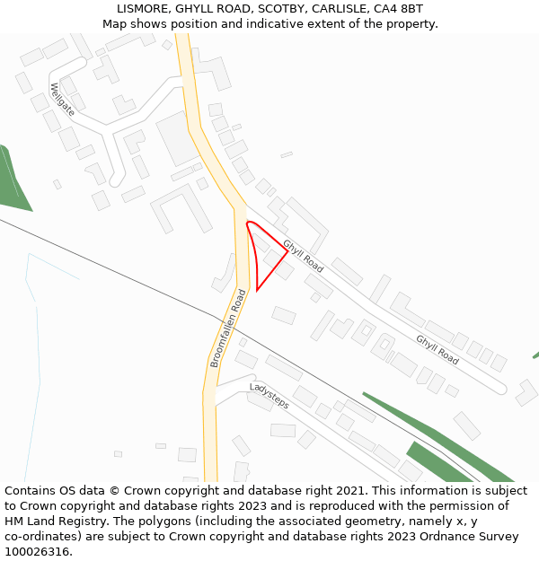 LISMORE, GHYLL ROAD, SCOTBY, CARLISLE, CA4 8BT: Location map and indicative extent of plot