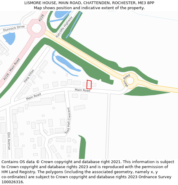 LISMORE HOUSE, MAIN ROAD, CHATTENDEN, ROCHESTER, ME3 8PP: Location map and indicative extent of plot