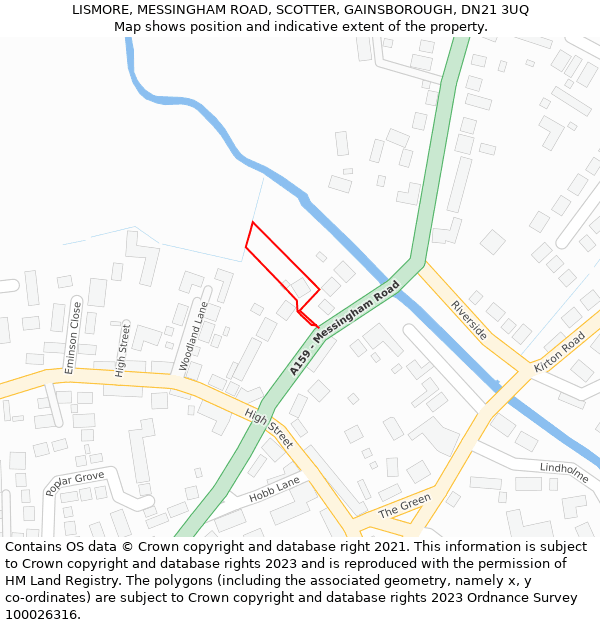 LISMORE, MESSINGHAM ROAD, SCOTTER, GAINSBOROUGH, DN21 3UQ: Location map and indicative extent of plot