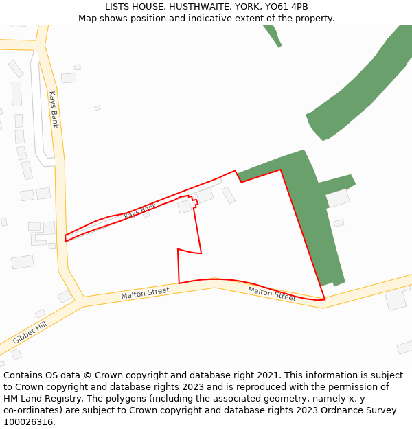 LISTS HOUSE, HUSTHWAITE, YORK, YO61 4PB: Location map and indicative extent of plot