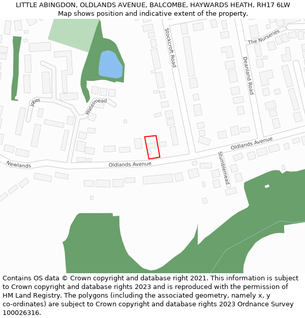 LITTLE ABINGDON, OLDLANDS AVENUE, BALCOMBE, HAYWARDS HEATH, RH17 6LW: Location map and indicative extent of plot