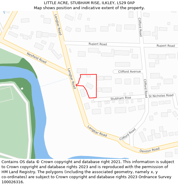 LITTLE ACRE, STUBHAM RISE, ILKLEY, LS29 0AP: Location map and indicative extent of plot