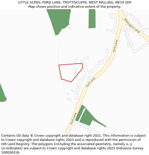 LITTLE ACRES, FORD LANE, TROTTISCLIFFE, WEST MALLING, ME19 5DP: Location map and indicative extent of plot