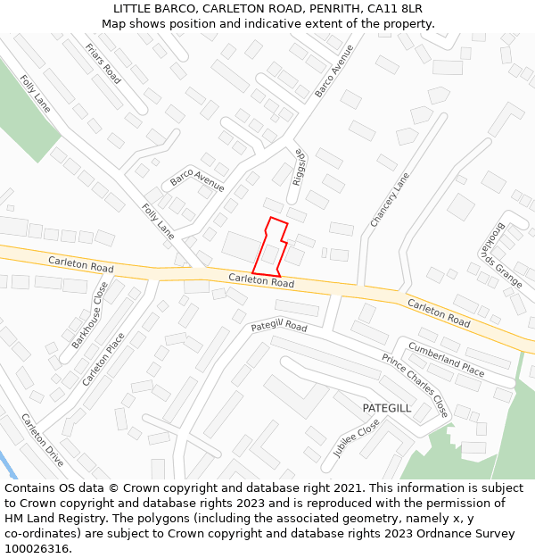 LITTLE BARCO, CARLETON ROAD, PENRITH, CA11 8LR: Location map and indicative extent of plot