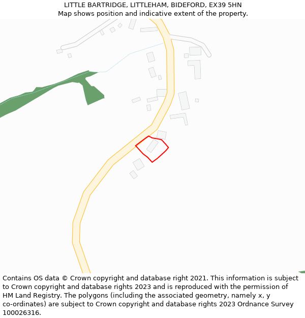 LITTLE BARTRIDGE, LITTLEHAM, BIDEFORD, EX39 5HN: Location map and indicative extent of plot