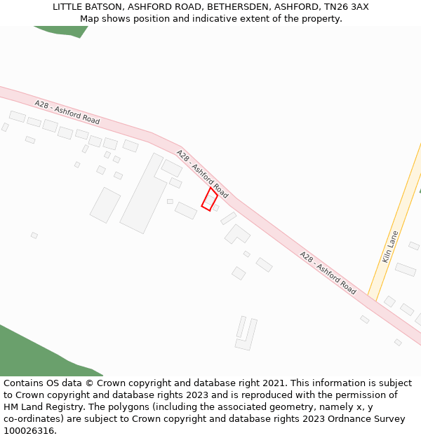 LITTLE BATSON, ASHFORD ROAD, BETHERSDEN, ASHFORD, TN26 3AX: Location map and indicative extent of plot