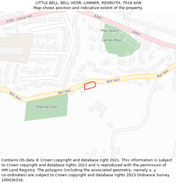 LITTLE BELL, BELL VEOR, LANNER, REDRUTH, TR16 6AN: Location map and indicative extent of plot