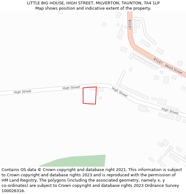 LITTLE BIG HOUSE, HIGH STREET, MILVERTON, TAUNTON, TA4 1LP: Location map and indicative extent of plot