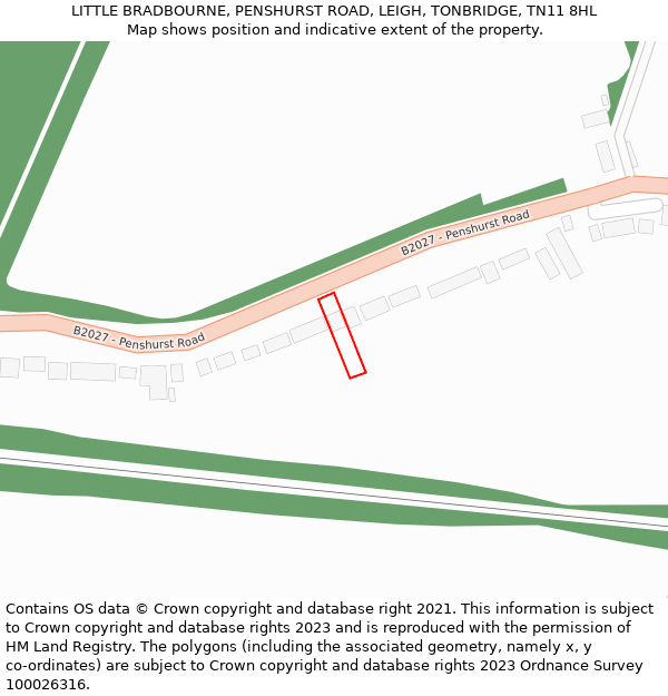 LITTLE BRADBOURNE, PENSHURST ROAD, LEIGH, TONBRIDGE, TN11 8HL: Location map and indicative extent of plot