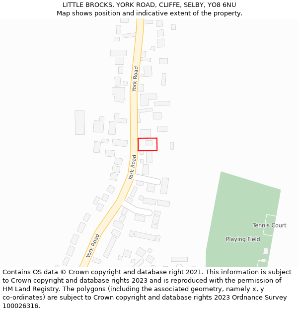 LITTLE BROCKS, YORK ROAD, CLIFFE, SELBY, YO8 6NU: Location map and indicative extent of plot
