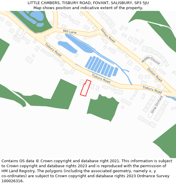 LITTLE CAMBERS, TISBURY ROAD, FOVANT, SALISBURY, SP3 5JU: Location map and indicative extent of plot