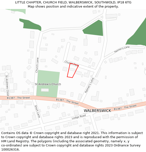 LITTLE CHAPTER, CHURCH FIELD, WALBERSWICK, SOUTHWOLD, IP18 6TG: Location map and indicative extent of plot