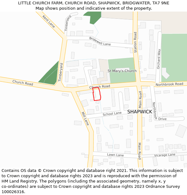 LITTLE CHURCH FARM, CHURCH ROAD, SHAPWICK, BRIDGWATER, TA7 9NE: Location map and indicative extent of plot