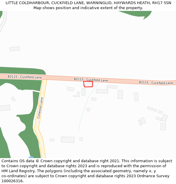 LITTLE COLDHARBOUR, CUCKFIELD LANE, WARNINGLID, HAYWARDS HEATH, RH17 5SN: Location map and indicative extent of plot