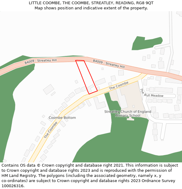 LITTLE COOMBE, THE COOMBE, STREATLEY, READING, RG8 9QT: Location map and indicative extent of plot